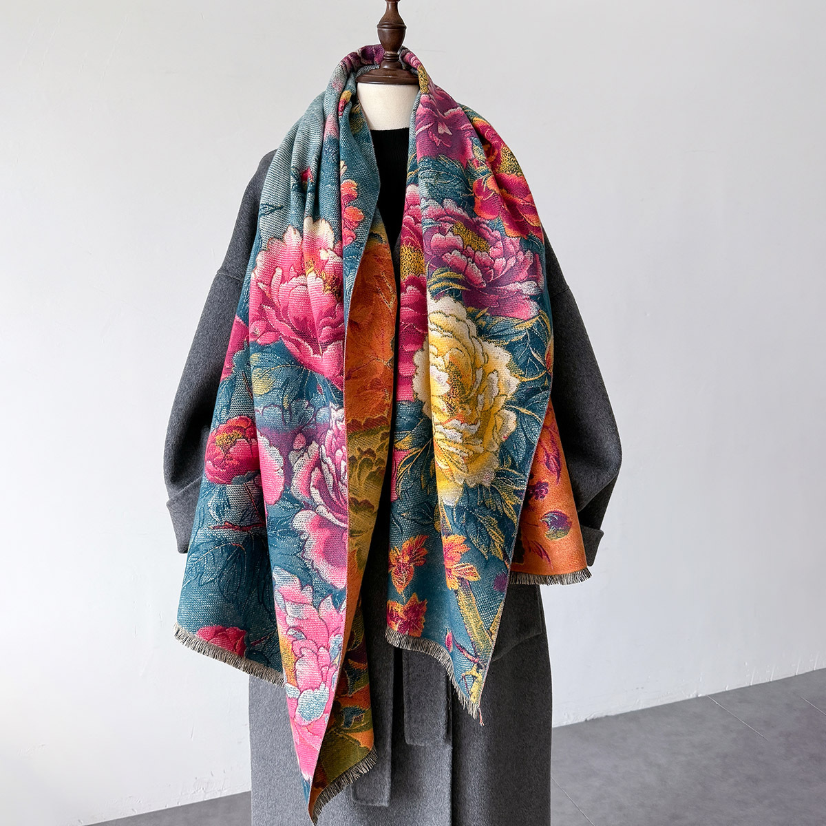 Cashmere Pashmina Wrap - الدافئة الكشمير وشاح المرأة شال الأزهار