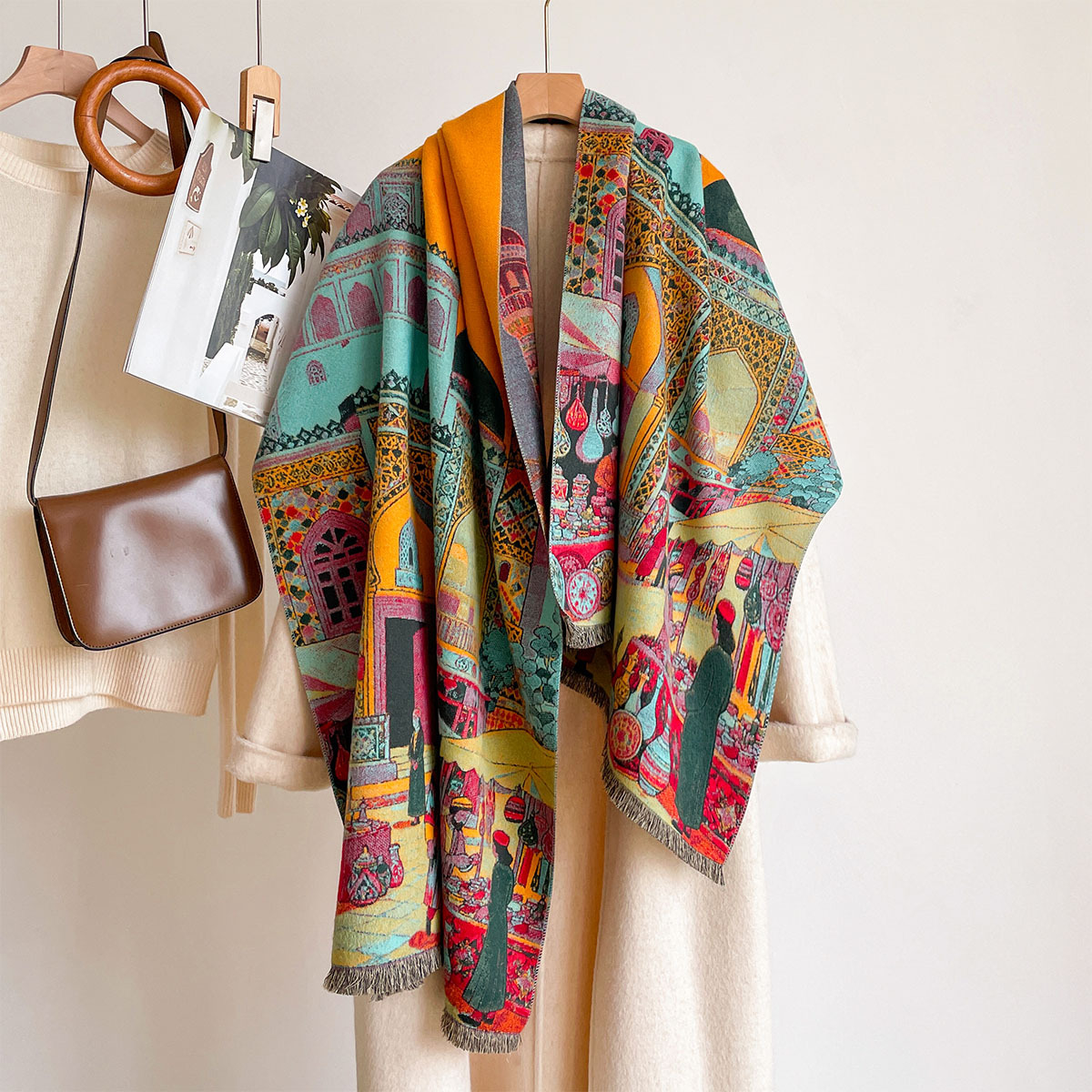 Cashmere Pashmina Wrap - وشاح نسائي من الكشمير الصناعي قابل