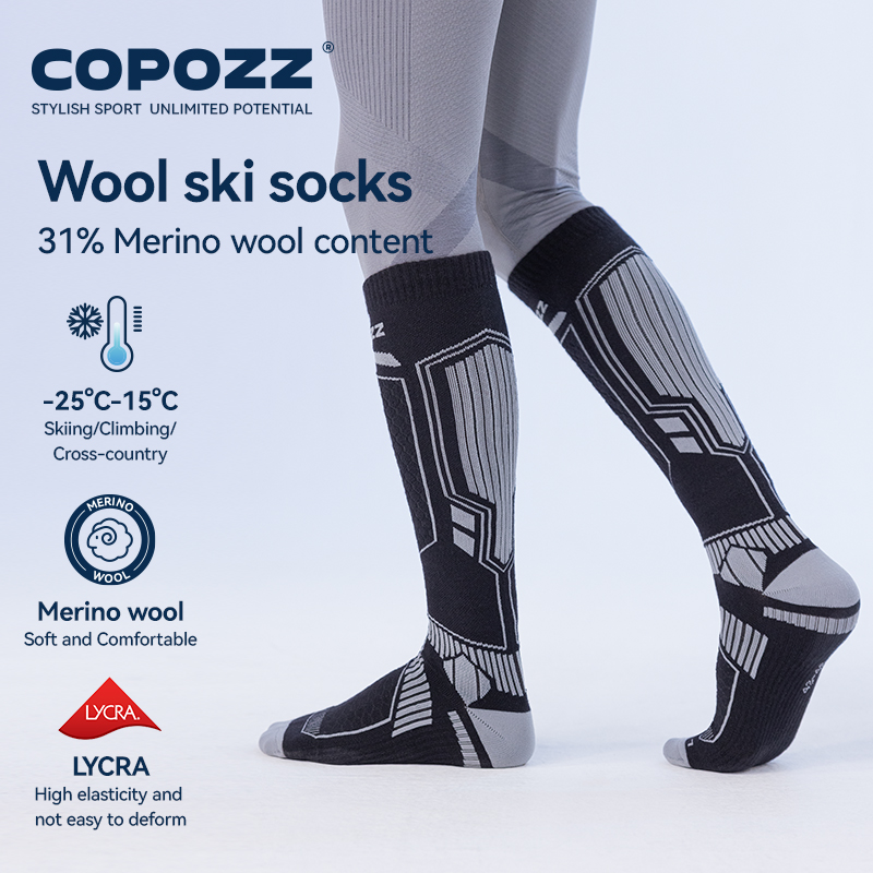 COPOZZ جديد الشتاء التزلج الجو - مراجعة Thermal Sock Wool وسعره