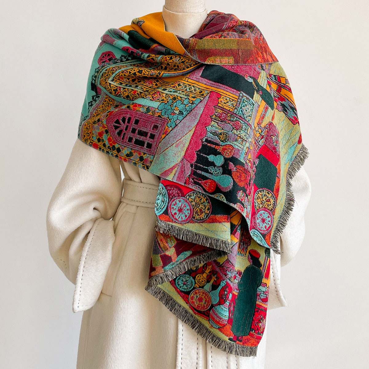 وشاح نسائي من الكشمير الصناعي  - مراجعة Cashmere Pashmina Wrap وسعره