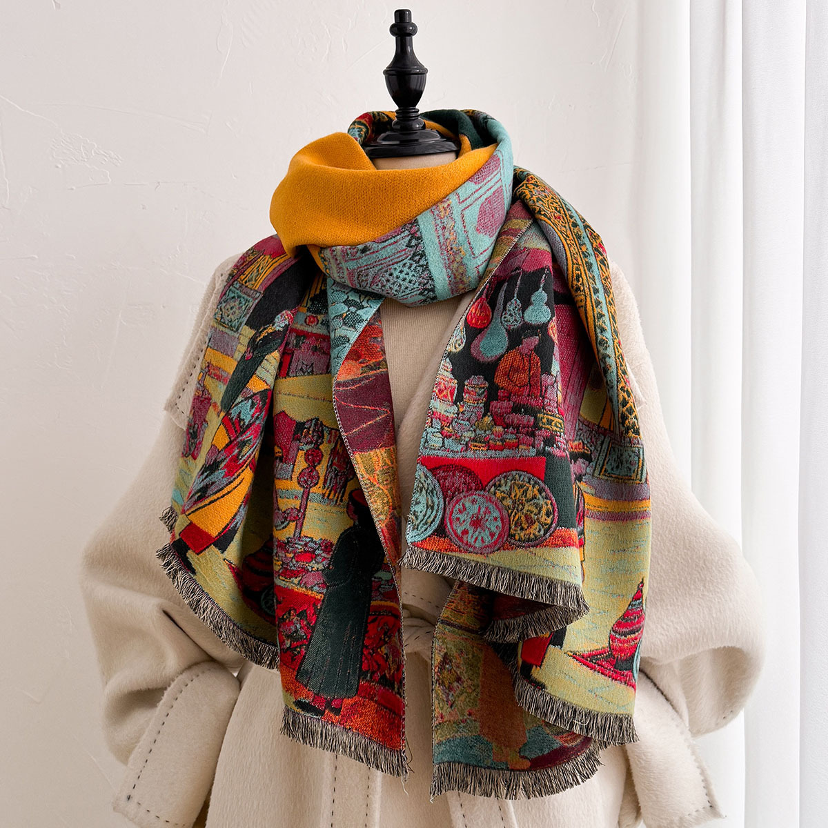 وشاح نسائي من الكشمير الصناعي  - مراجعة Cashmere Pashmina Wrap وسعره
